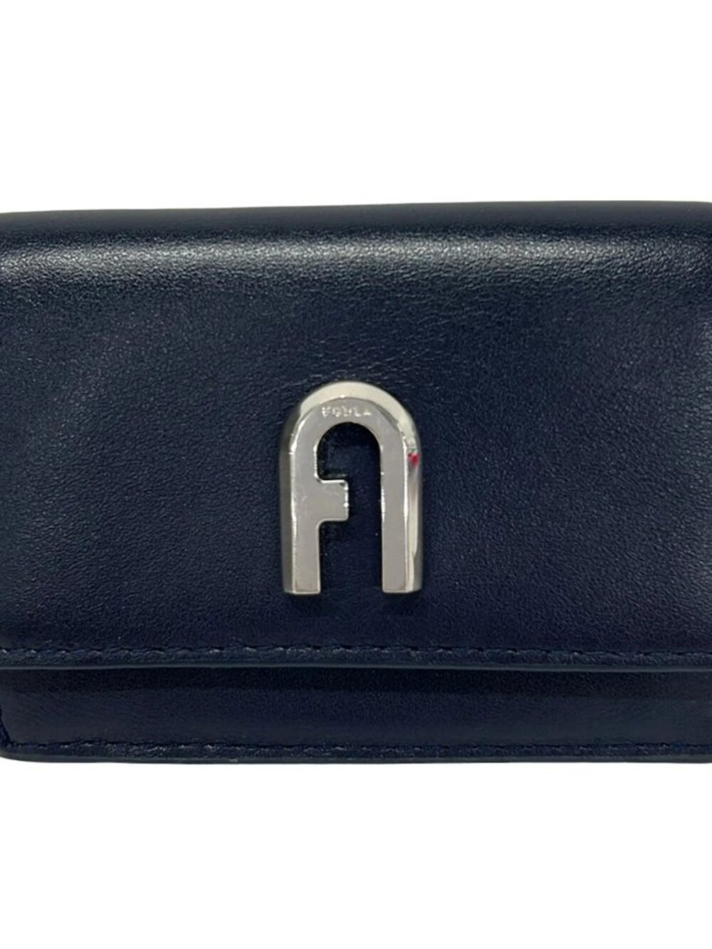 FURLA Primula Dark Navy Leather Trifold Wallet